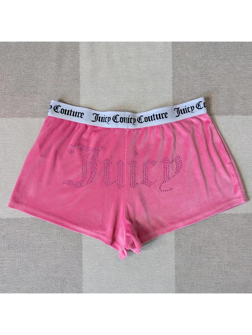 Juicy Couture velour rhinestone logo shorts